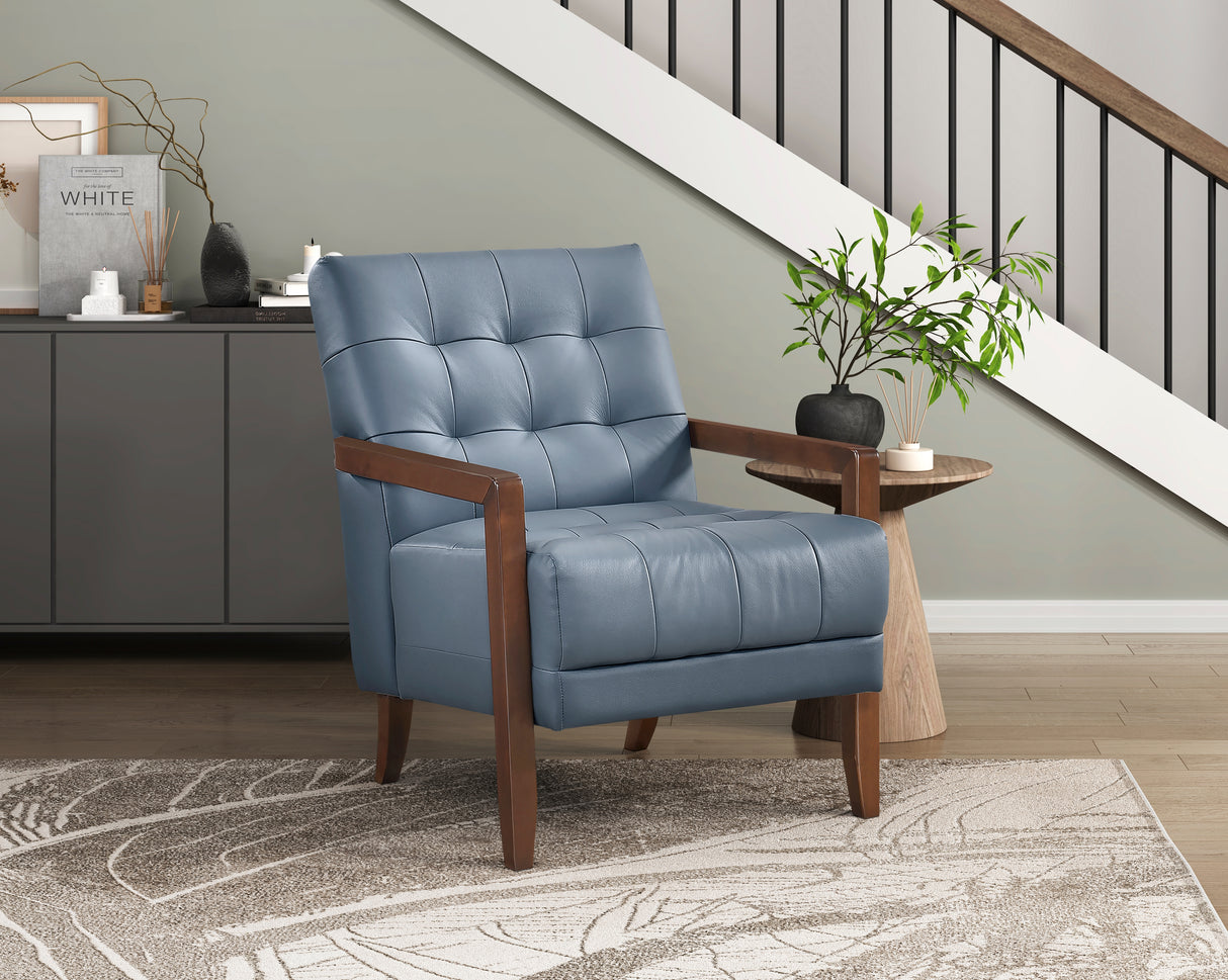 Crafton Blue Leather Accent Chair from Homelegance - Luna Furniture