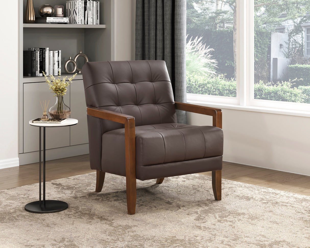 Crafton Dark Brown Leather Accent Chair from Homelegance - Luna Furniture
