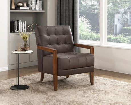 Crafton Dark Brown Leather Accent Chair from Homelegance - Luna Furniture