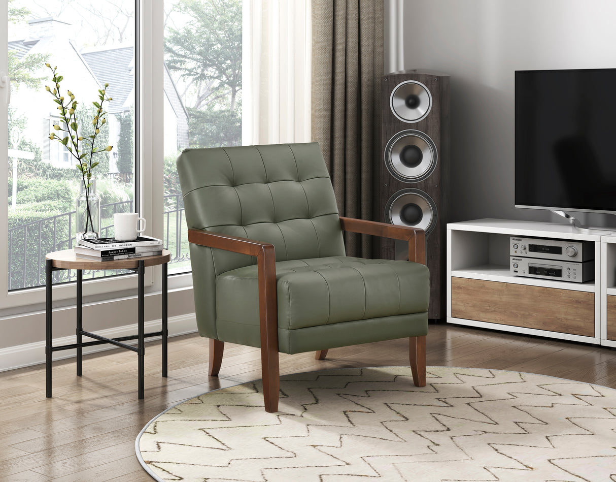 Crafton Green Leather Accent Chair from Homelegance - Luna Furniture