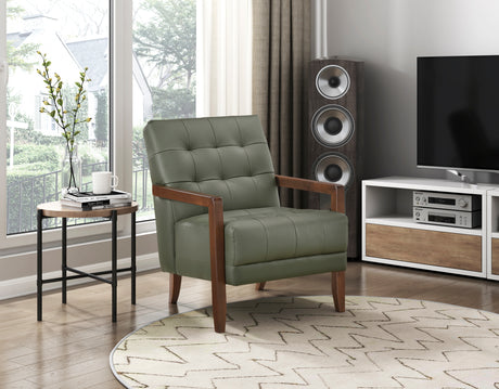 Crafton Green Leather Accent Chair from Homelegance - Luna Furniture