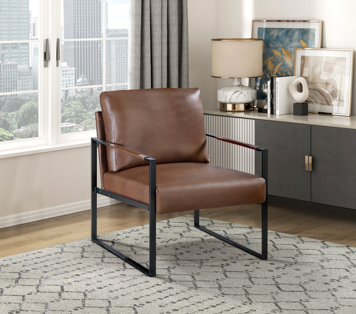 Crafton Dark Brown Leather Accent Chair from Homelegance - Luna Furniture