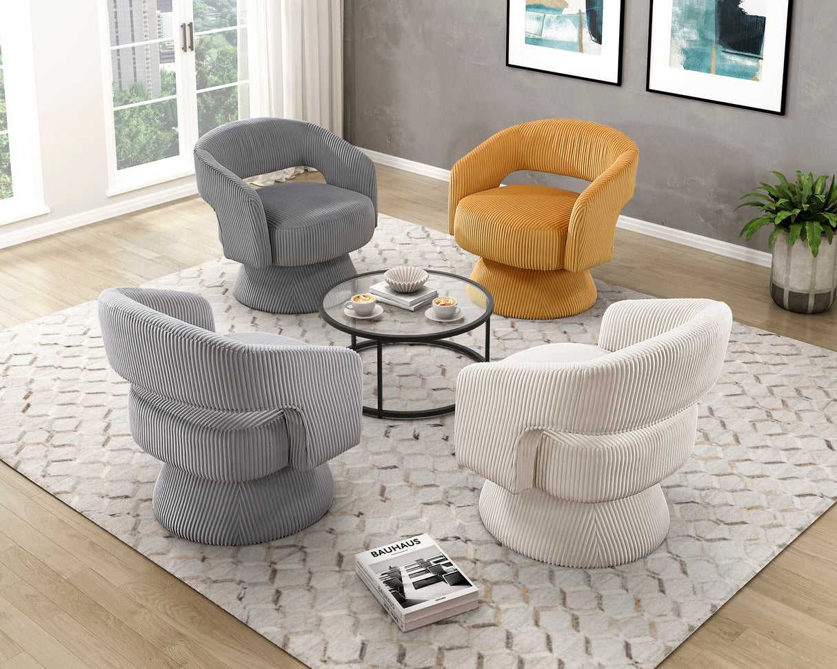 Upton Gray Corduroy Swivel Accent Chair from Homelegance - Luna Furniture