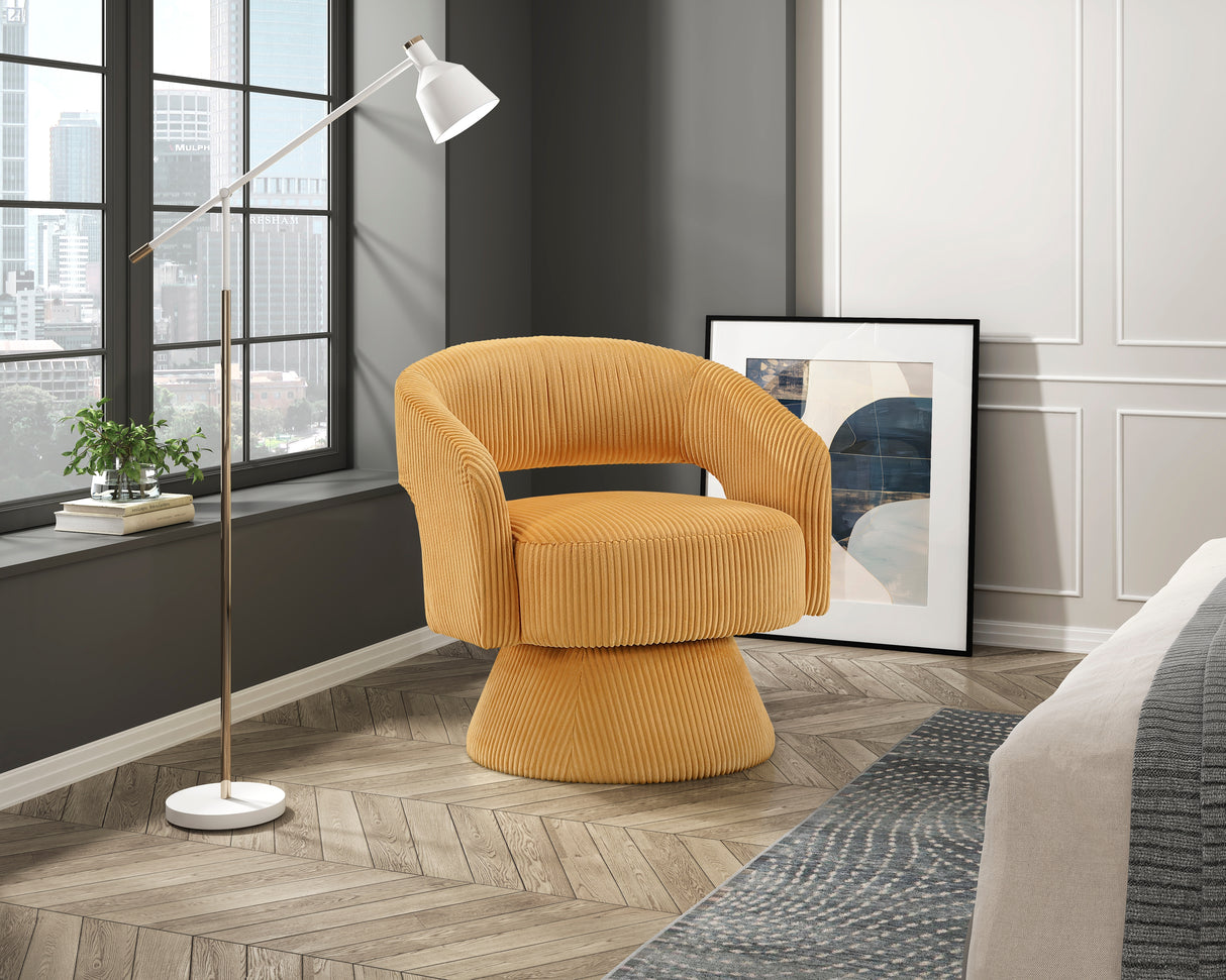 Upton Yellow Corduroy Swivel Accent Chair from Homelegance - Luna Furniture