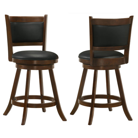 Broxton Chestnut and Black Upholstered Swivel Counter Height Stools, Set of 2 from Coaster - Luna Furniture