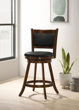 Broxton Chestnut and Black Upholstered Swivel Counter Height Stools, Set of 2 from Coaster - Luna Furniture