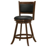 Broxton Chestnut and Black Upholstered Swivel Counter Height Stools, Set of 2 from Coaster - Luna Furniture