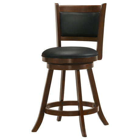 Broxton Chestnut and Black Upholstered Swivel Counter Height Stools, Set of 2 from Coaster - Luna Furniture