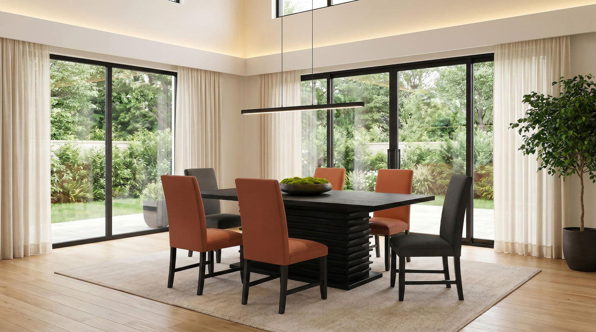 Stanton Black Rectangle Pedestal Dining Table from Coaster - Luna Furniture