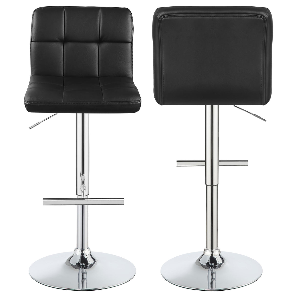 Lenny Black Upholstered Adjustable Bar Stool, Set of 2 from Coaster - Luna Furniture