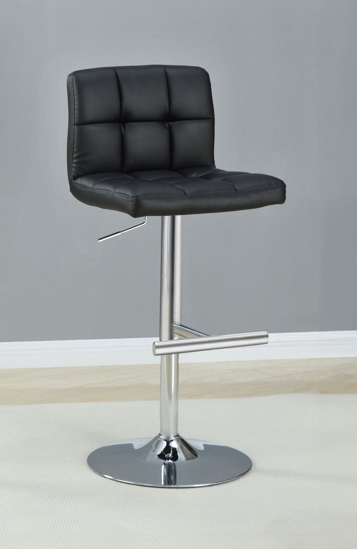 Lenny Black Upholstered Adjustable Bar Stool, Set of 2 from Coaster - Luna Furniture
