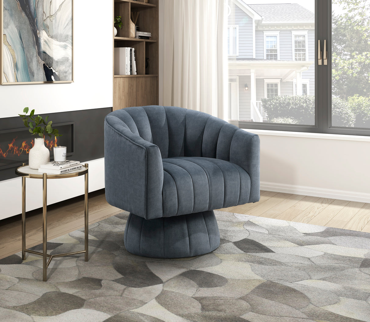 Bristol Dark Gray Swivel Chair from Homelegance - Luna Furniture