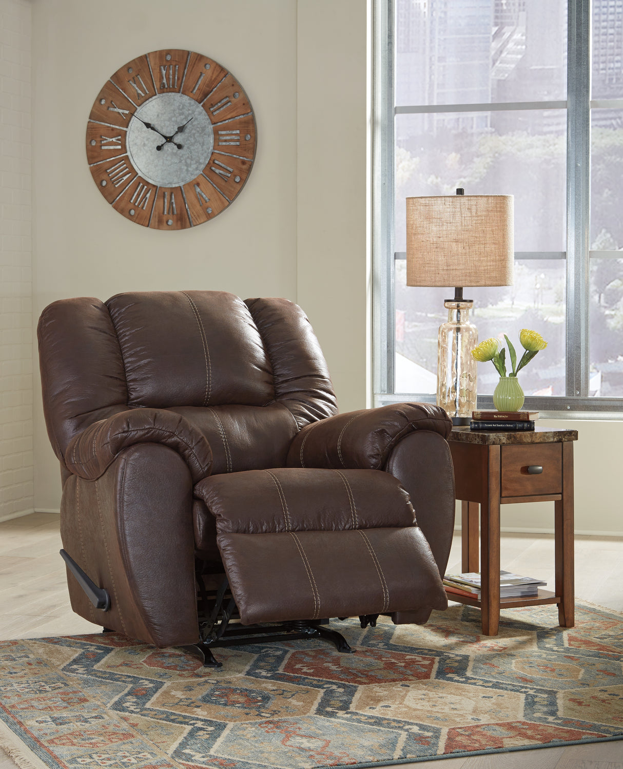 McGann Walnut Recliner from Ashley Furniture - Luna Furniture