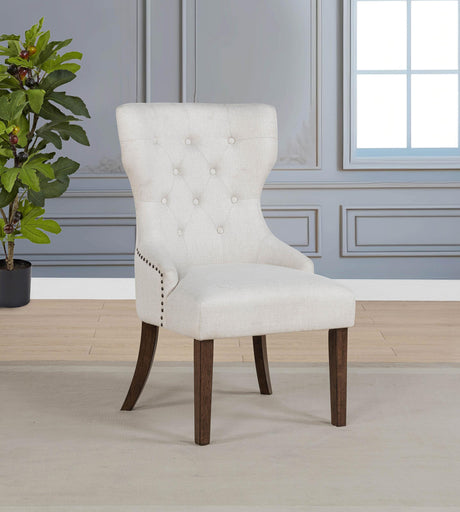 Baney Dark Oak Fabric Upholstered Dining Side Chair from Coaster - Luna Furniture