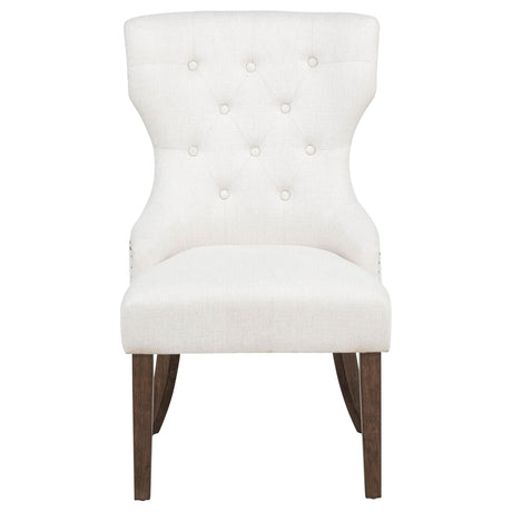 Baney Dark Oak Fabric Upholstered Dining Side Chair from Coaster - Luna Furniture