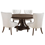 Ridgewell Dark Oak 5-piece Round Pedestal Dining Set from Coaster - Luna Furniture