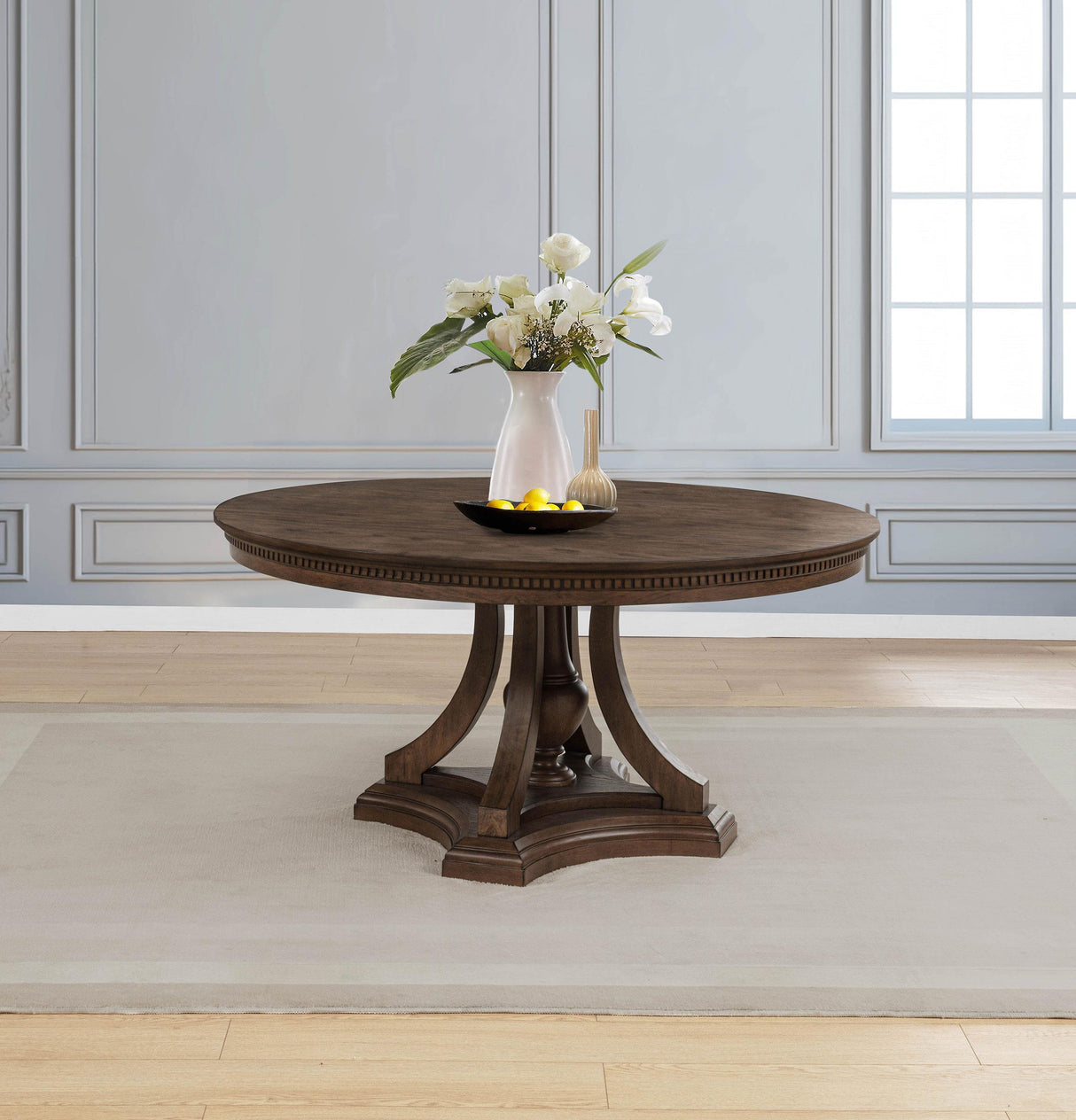 Ridgewell Dark Oak Round Pedestal Dining Table from Coaster - Luna Furniture