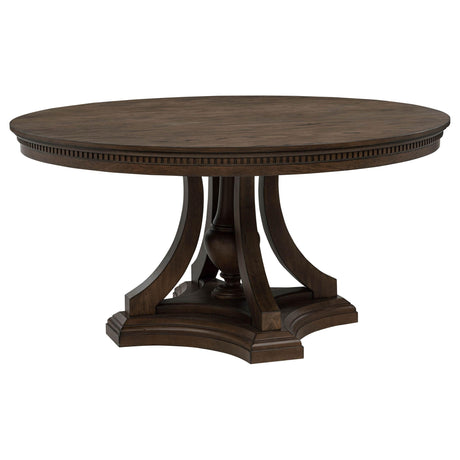 Ridgewell Dark Oak Round Pedestal Dining Table from Coaster - Luna Furniture