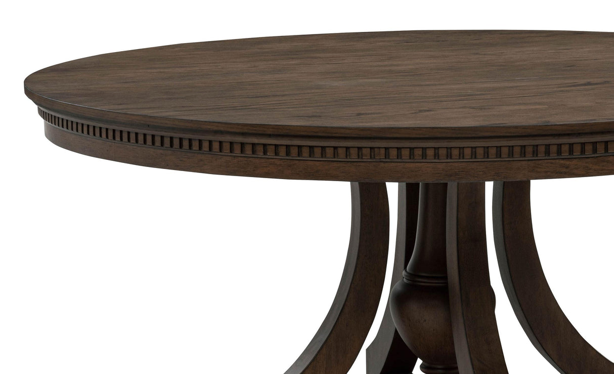 Ridgewell Dark Oak Round Pedestal Dining Table from Coaster - Luna Furniture