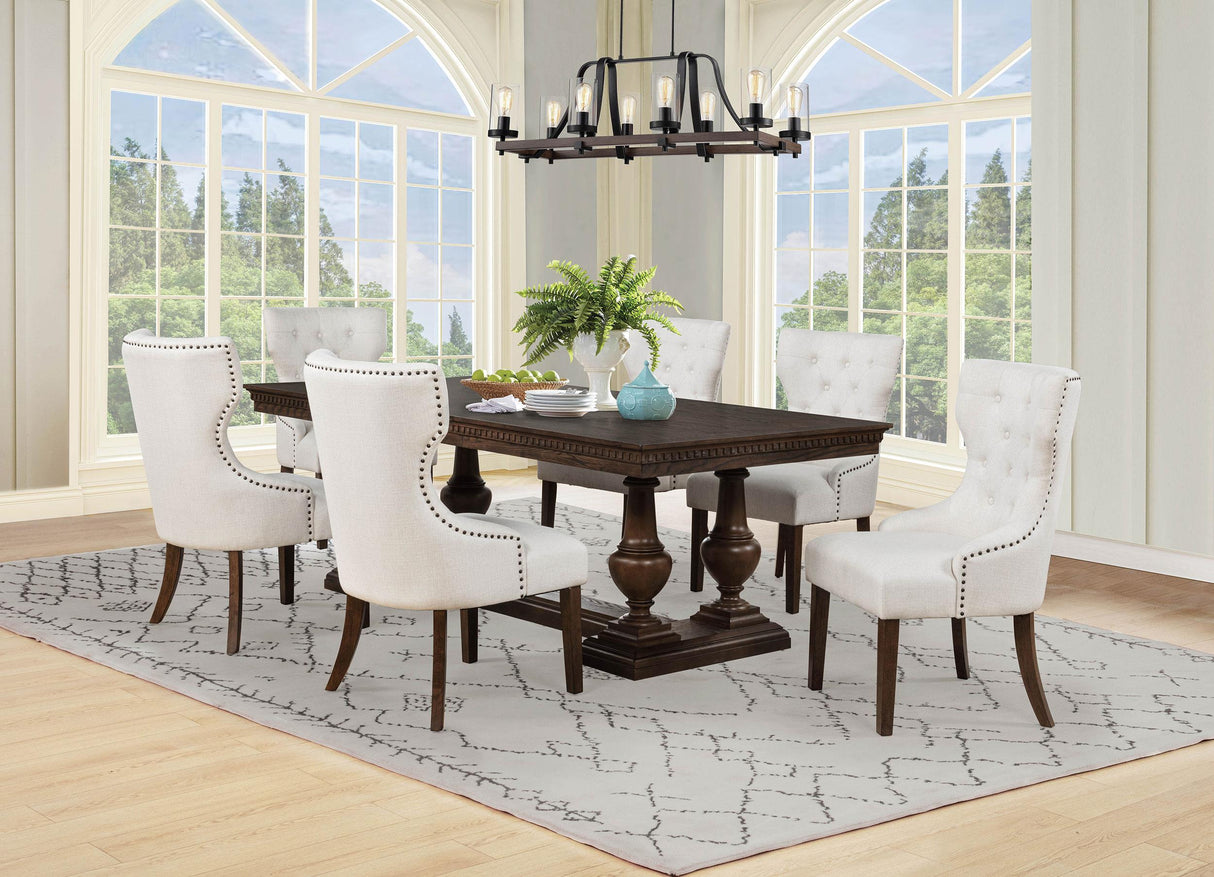 Ridgewell Dark Oak 7-piece Rectangular Trestle Dining Set from Coaster - Luna Furniture