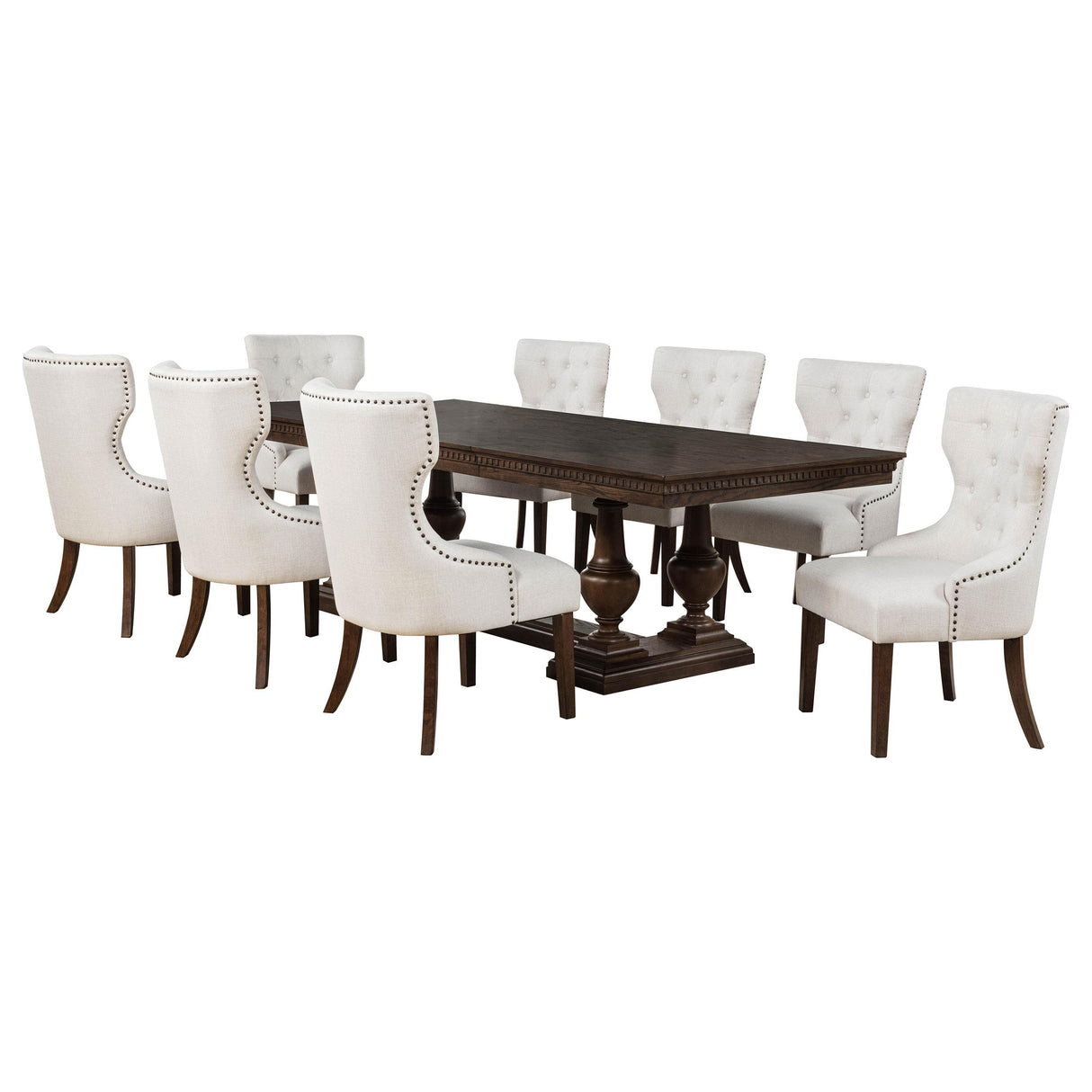 Ridgewell Dark Oak 9-piece Rectangular Trestle Dining Set from Coaster - Luna Furniture