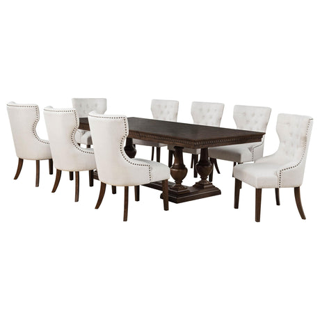 Ridgewell Dark Oak 9-piece Rectangular Trestle Dining Set from Coaster - Luna Furniture