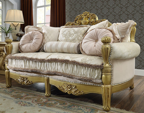 HD-105 Metallic Bright Gold Loveseat from Homey Design - Luna Furniture