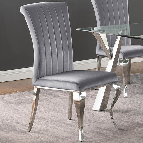 Betty Gray and Chrome Upholstered Side Chairs, Set of 4 from Coaster - Luna Furniture