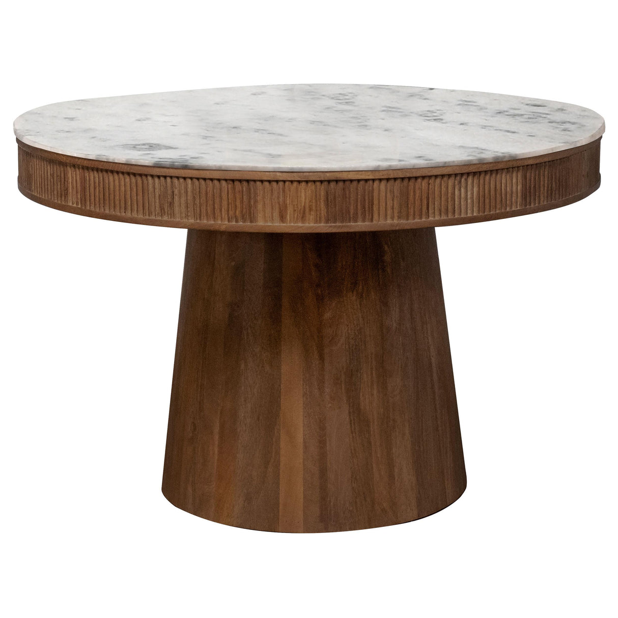 Ortega Natural Round 46-inch Marble Top Wood Dining Table from Coaster - Luna Furniture