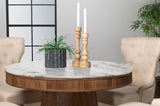 Ortega Natural Round 46-inch Marble Top Wood Dining Table from Coaster - Luna Furniture
