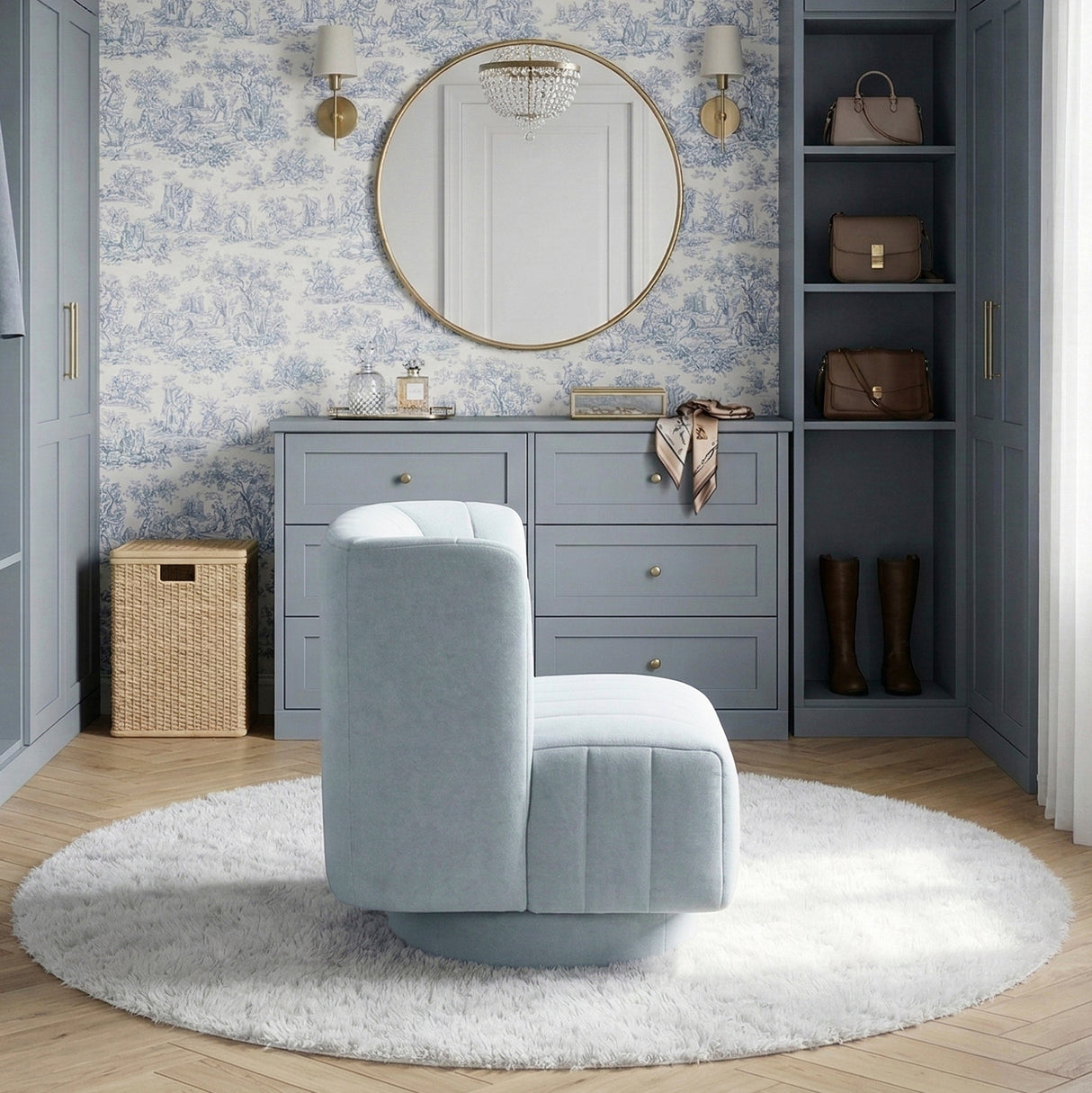 Joyce Aqua Swivel Chair from Homelegance - Luna Furniture
