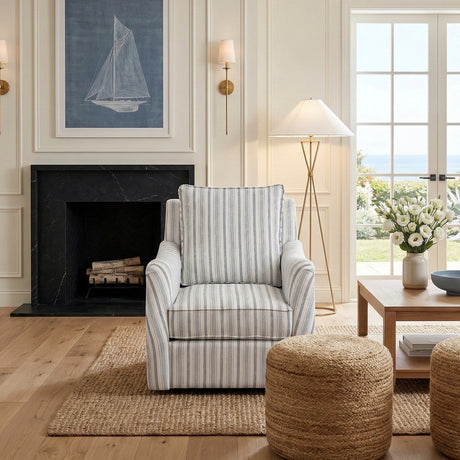 Bowden Off White/Blue Swivel Chair from Homelegance - Luna Furniture