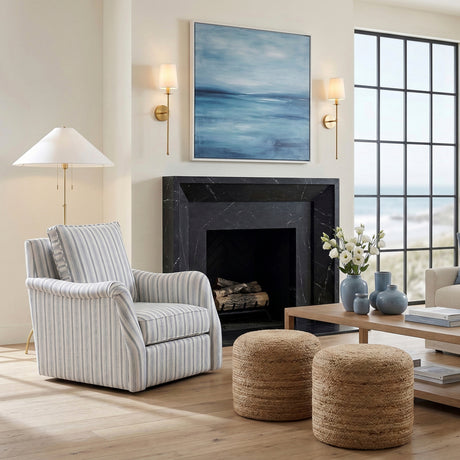 Bowden Off White/Blue Swivel Chair from Homelegance - Luna Furniture