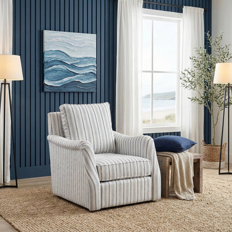 Bowden Off White/Blue Swivel Chair from Homelegance - Luna Furniture
