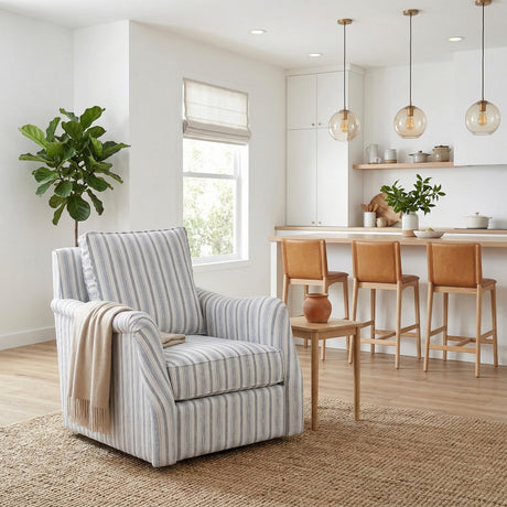 Bowden Off White/Blue Swivel Chair from Homelegance - Luna Furniture