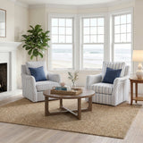 Bowden Off White/Blue Swivel Chair from Homelegance - Luna Furniture