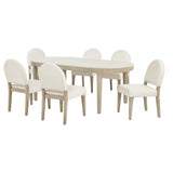 Lucaire Honed Cream 7-Piece 84-inch Dining Set with Curved Chairs from Coaster - Luna Furniture