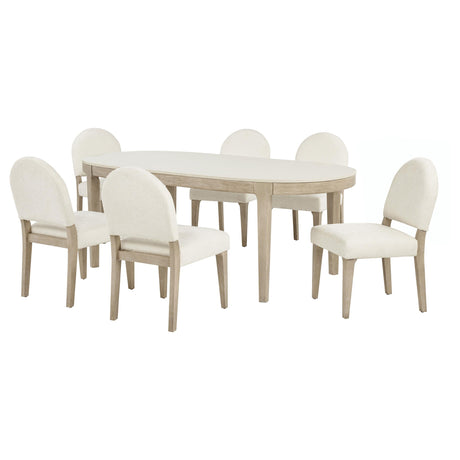 Lucaire Honed Cream 7-Piece 84-inch Dining Set with Curved Chairs from Coaster - Luna Furniture
