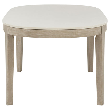 Lucaire Honed Cream 84-inch Cultured Marble Top Dining Table from Coaster - Luna Furniture