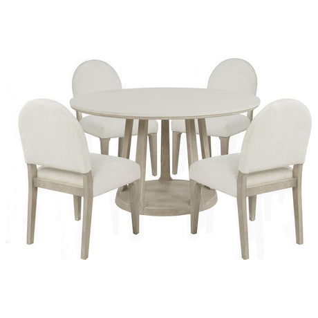 Lucaire Cream 5-Piece 54" Round Cultured Marble Dining Set from Coaster - Luna Furniture