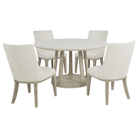 Lucaire Sandstone/Cream 5-Piece Round Marble Dining Set from Coaster - Luna Furniture