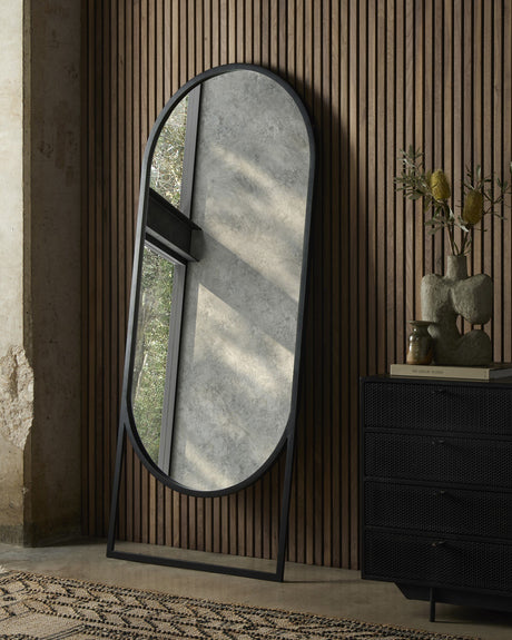 Dawson Floor Mirror in Matte Black from Four Hands - Luna Furniture