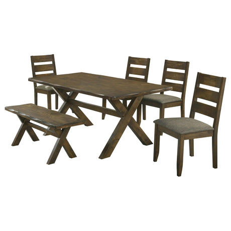 Alston Knotty Nutmeg and Gray 6-Piece Dining Set from Coaster - Luna Furniture