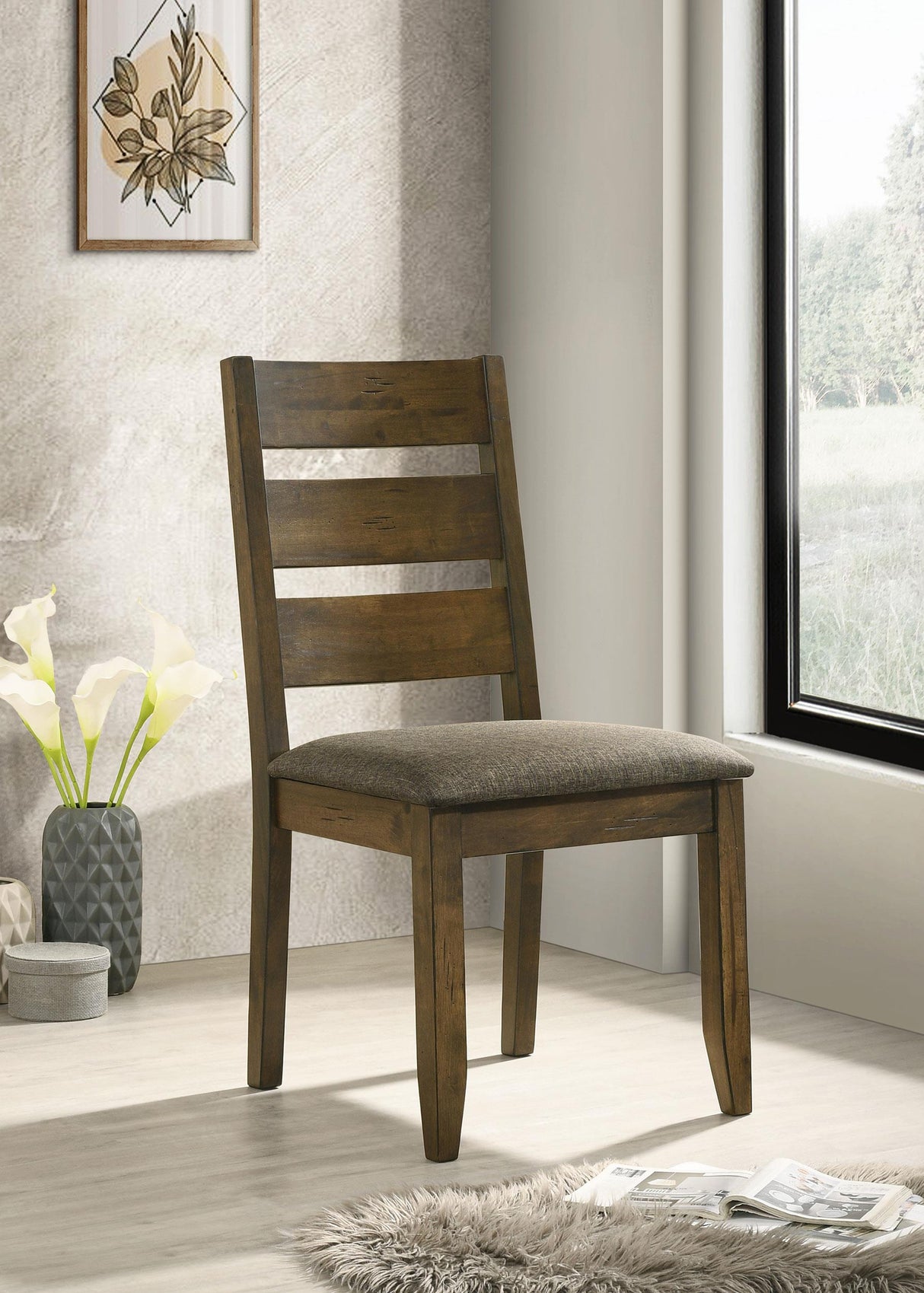 Alston Knotty Nutmeg and Gray Ladder Back Dining Side Chairs, Set of 2 from Coaster - Luna Furniture