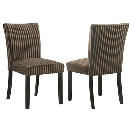 Dermott Chocolate Upholstered Parson Dining Side Chair, Set of 2 from Coaster - Luna Furniture