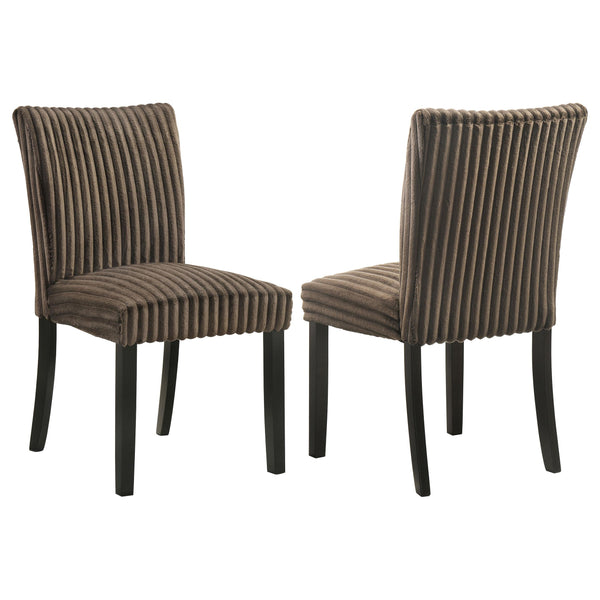 Dermott Chocolate Upholstered Parson Dining Side Chair, Set of 2