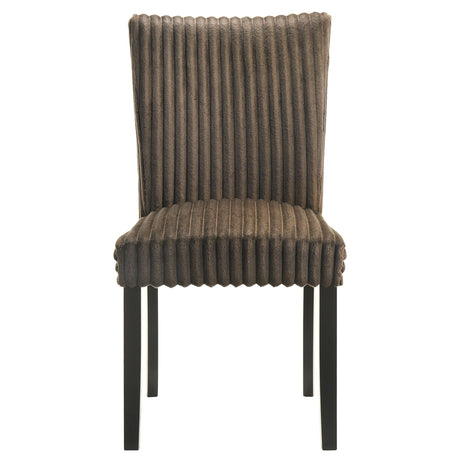 Dermott Chocolate Upholstered Parson Dining Side Chair, Set of 2 from Coaster - Luna Furniture