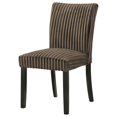 Dermott Chocolate Upholstered Parson Dining Side Chair, Set of 2 from Coaster - Luna Furniture