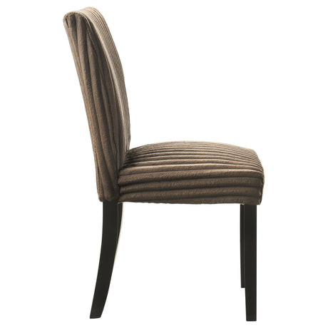 Dermott Chocolate Upholstered Parson Dining Side Chair, Set of 2 from Coaster - Luna Furniture