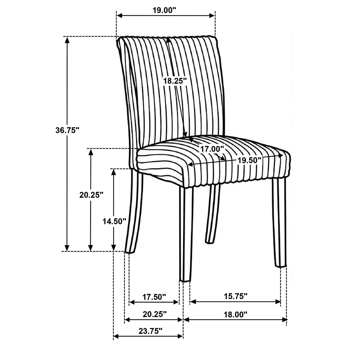 Dermott Chocolate Upholstered Parson Dining Side Chair, Set of 2 from Coaster - Luna Furniture